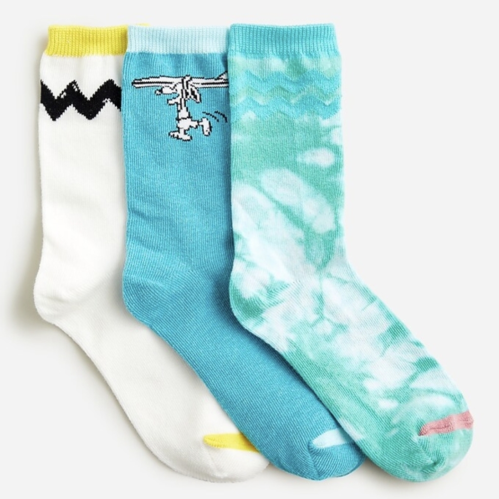 J. Crew Peanuts® X Crewcuts Snoopy trouser socks 3-pack YOUTH MED K13-K2 BNWT SO